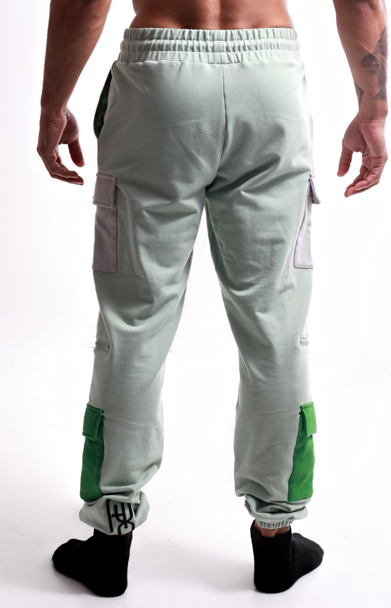 Green Based Color Block Joggers - UNISEX