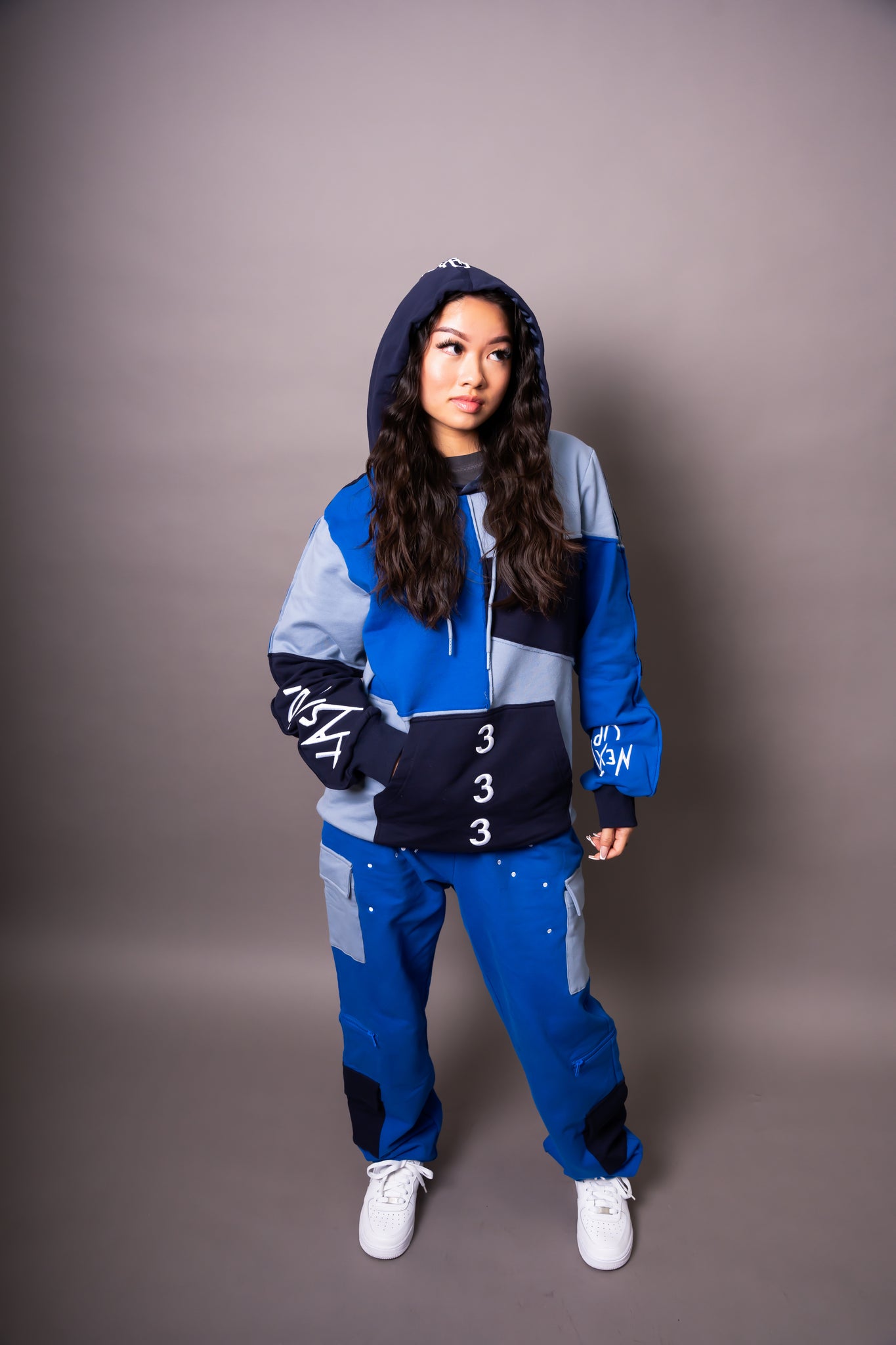 Blue Based Color Block Hoodie - UNISEX