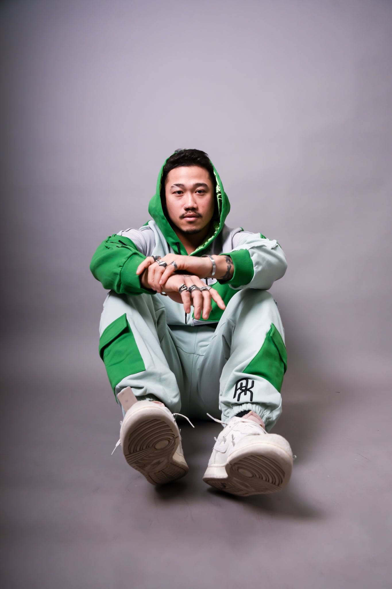 Green Based Color Block Joggers - UNISEX