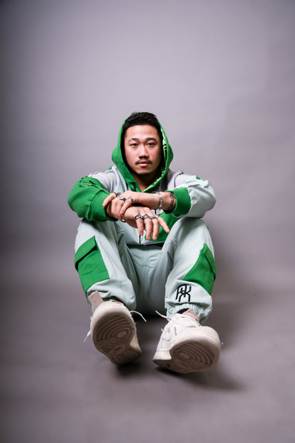 Green Based Color Block Joggers - UNISEX