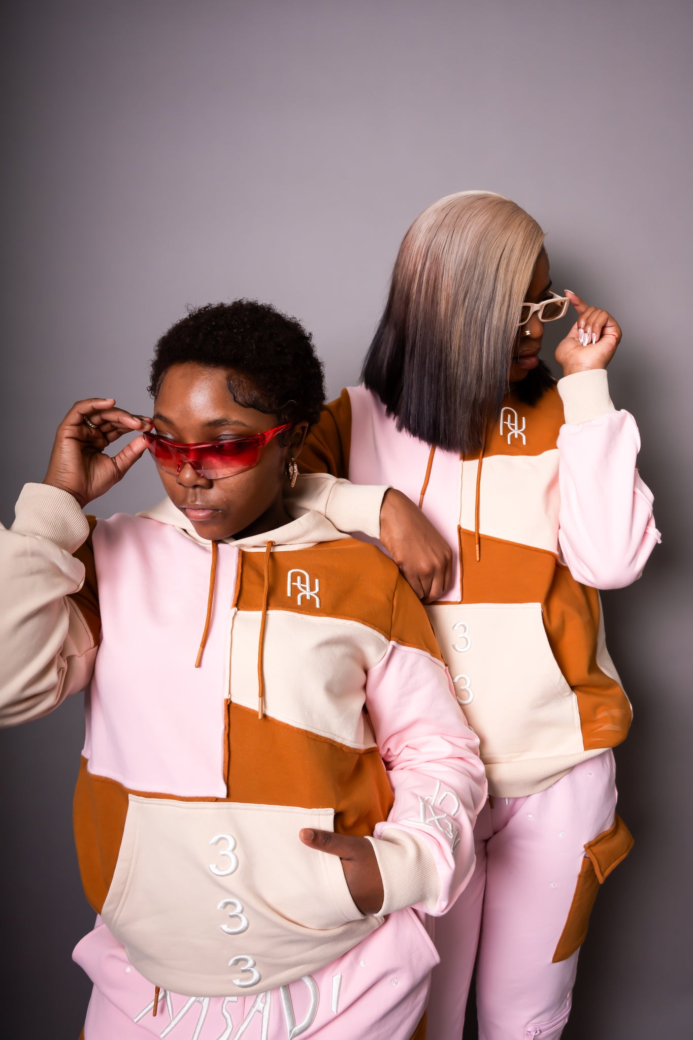 Pink Based Color Block Hoodie - UNISEX