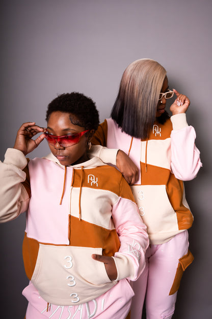 Pink Based Color Block Hoodie - UNISEX