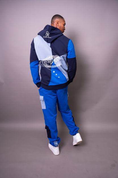 Blue Based Color Block Hoodie - UNISEX