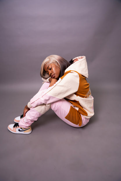 Pink Based Color Block Joggers *STACKED BOTTOMS* - UNISEX