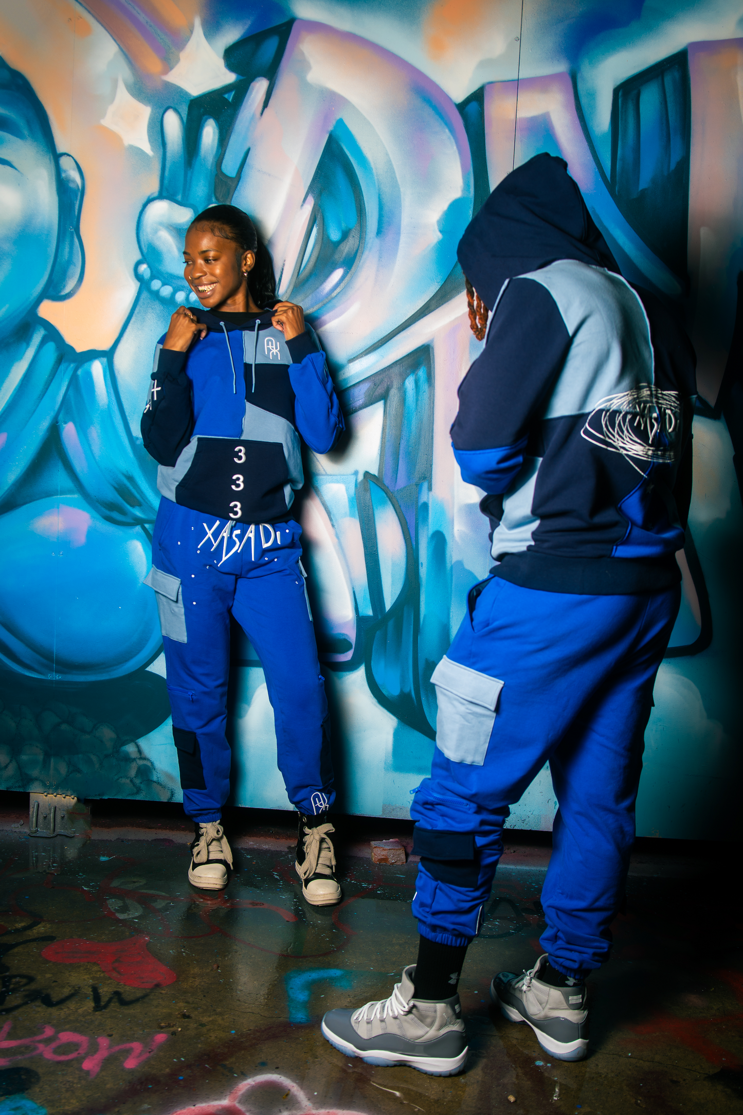 Blue Based Color Block Hoodie - UNISEX