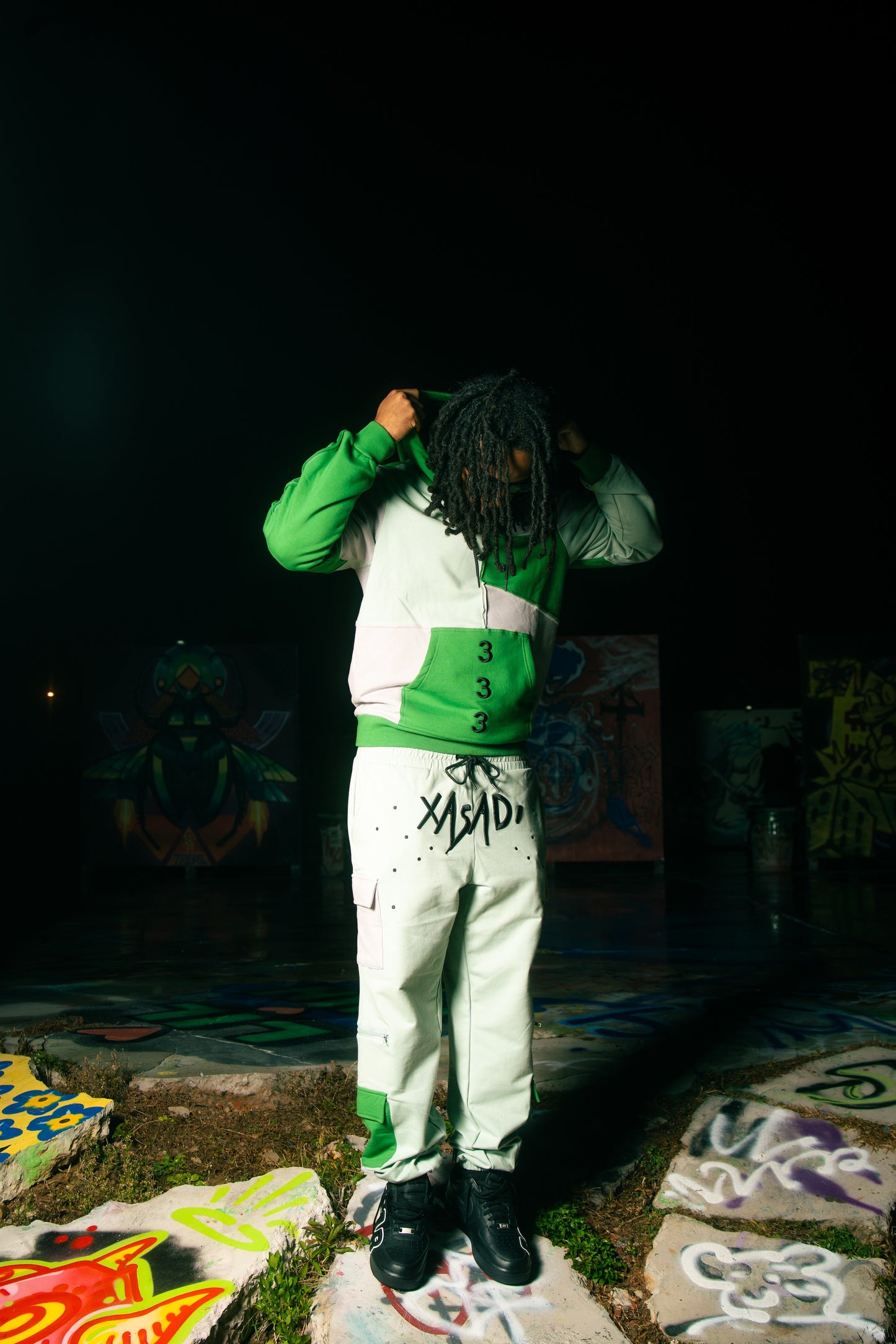 Green Based Color Block Joggers - UNISEX