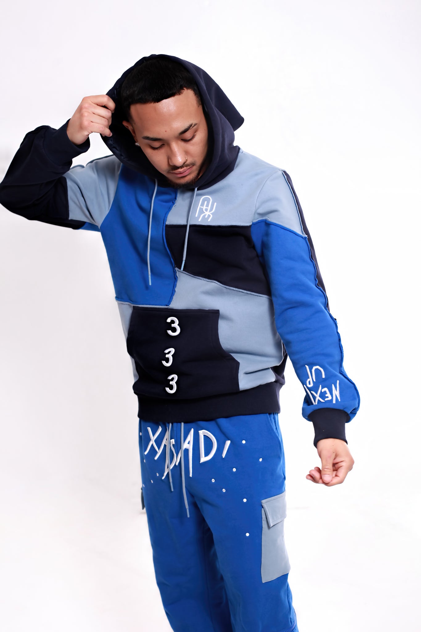 Blue Based Color Block Hoodie - UNISEX