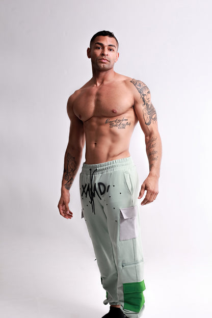 Green Based Color Block Joggers - UNISEX