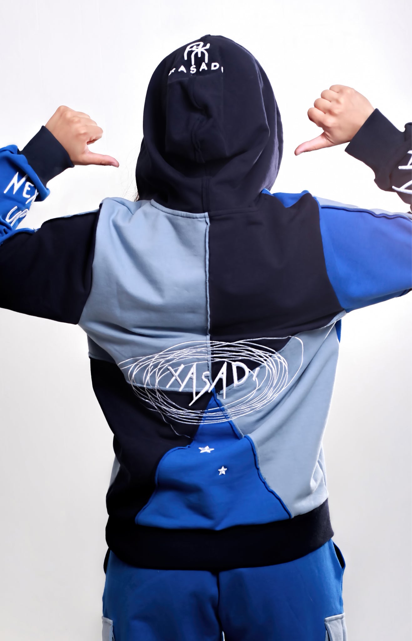 Blue Based Color Block Hoodie - UNISEX