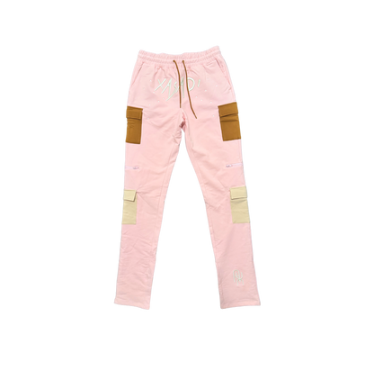Pink Based Color Block Joggers *STACKED BOTTOMS* - UNISEX