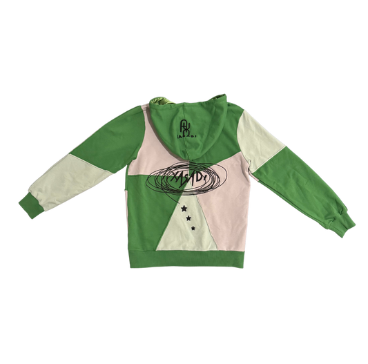 Green Based Color Block Hoodie - UNISEX