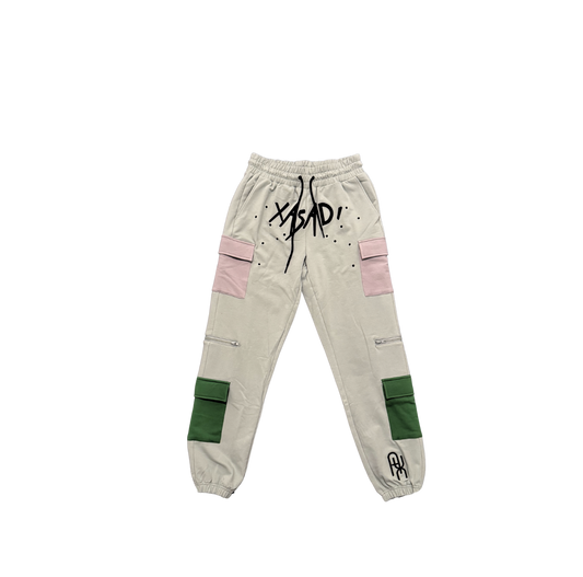 Green Based Color Block Joggers - UNISEX