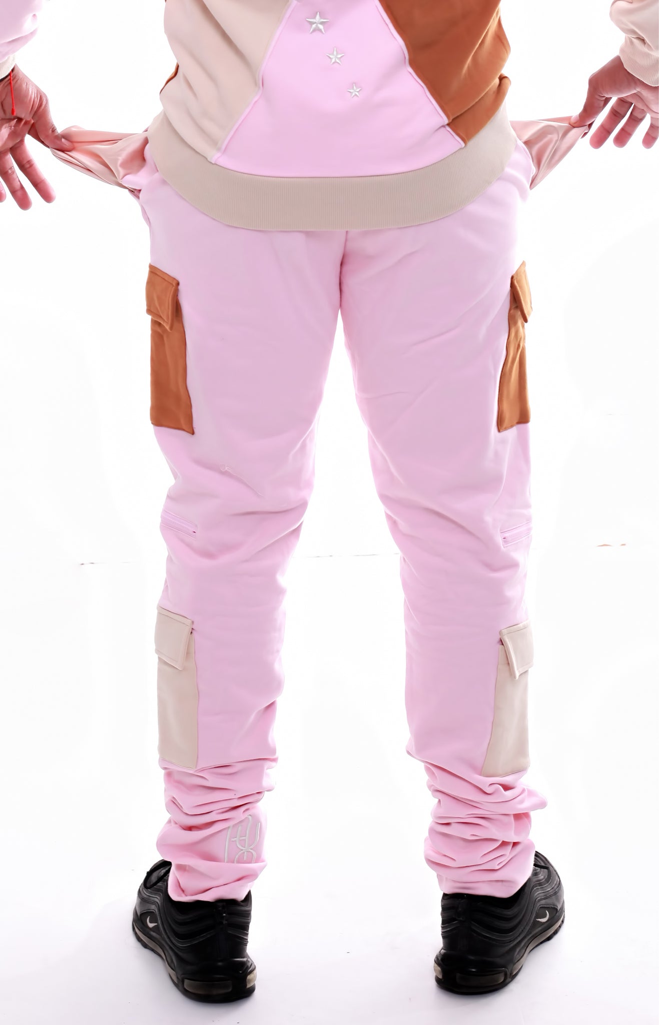 Pink Based Color Block Joggers *STACKED BOTTOMS* - UNISEX