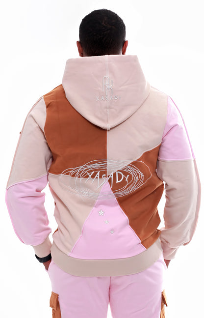 Pink Based Color Block Hoodie - UNISEX